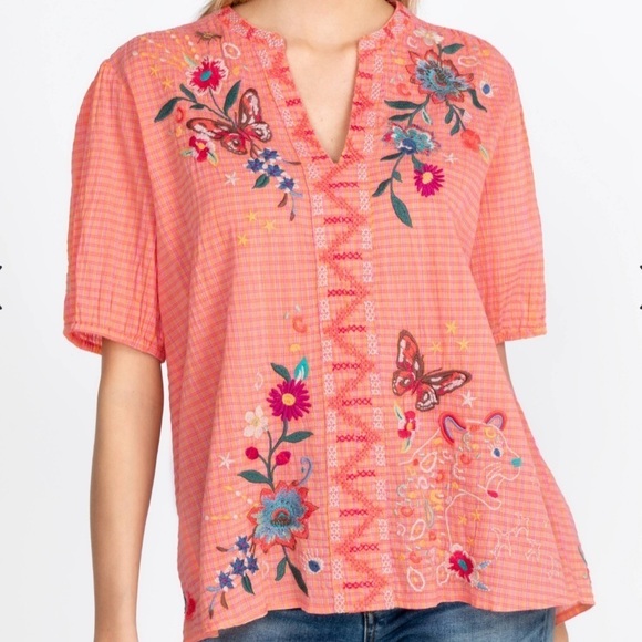 Johnny Was Tops - Johnny Was Olinda puff sleeve effortless blouse medium EUC